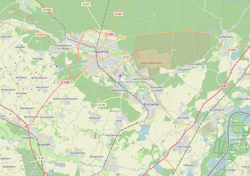Carte de Haguenau, Bischwiller et Brumath